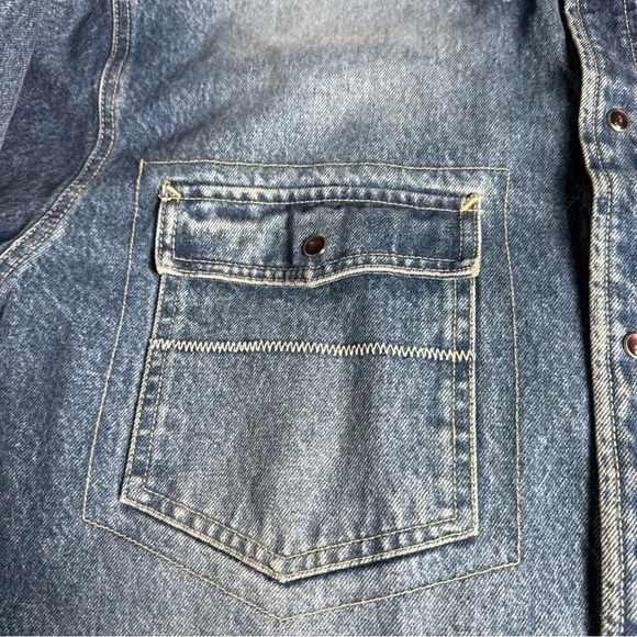 VTG Sean John Jacket Men Blue Denim Pearl Snap Button Pockets Cowboy. - Picture 7 of 14